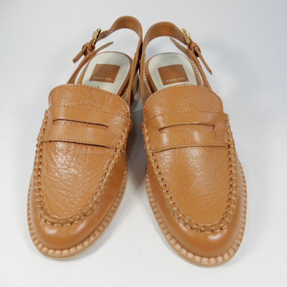 Dolce Vita Hardi Slingback Penny Loafers Size 6.5 Tan Leather NEW $130